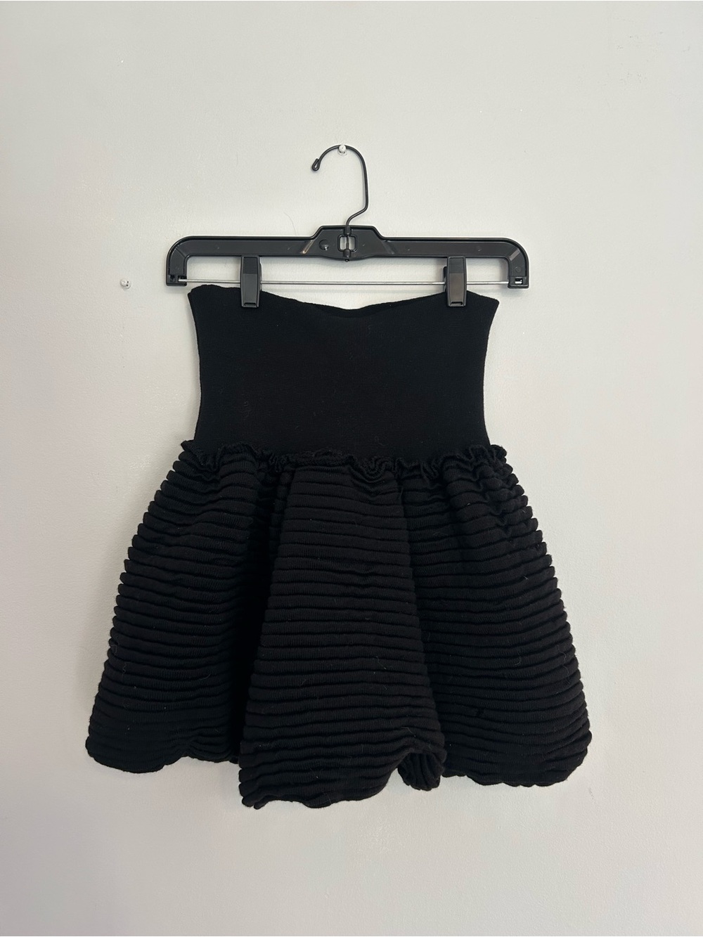 Valentino Black Textured Bubble Mini Skirt-100% Pure Merino Wool